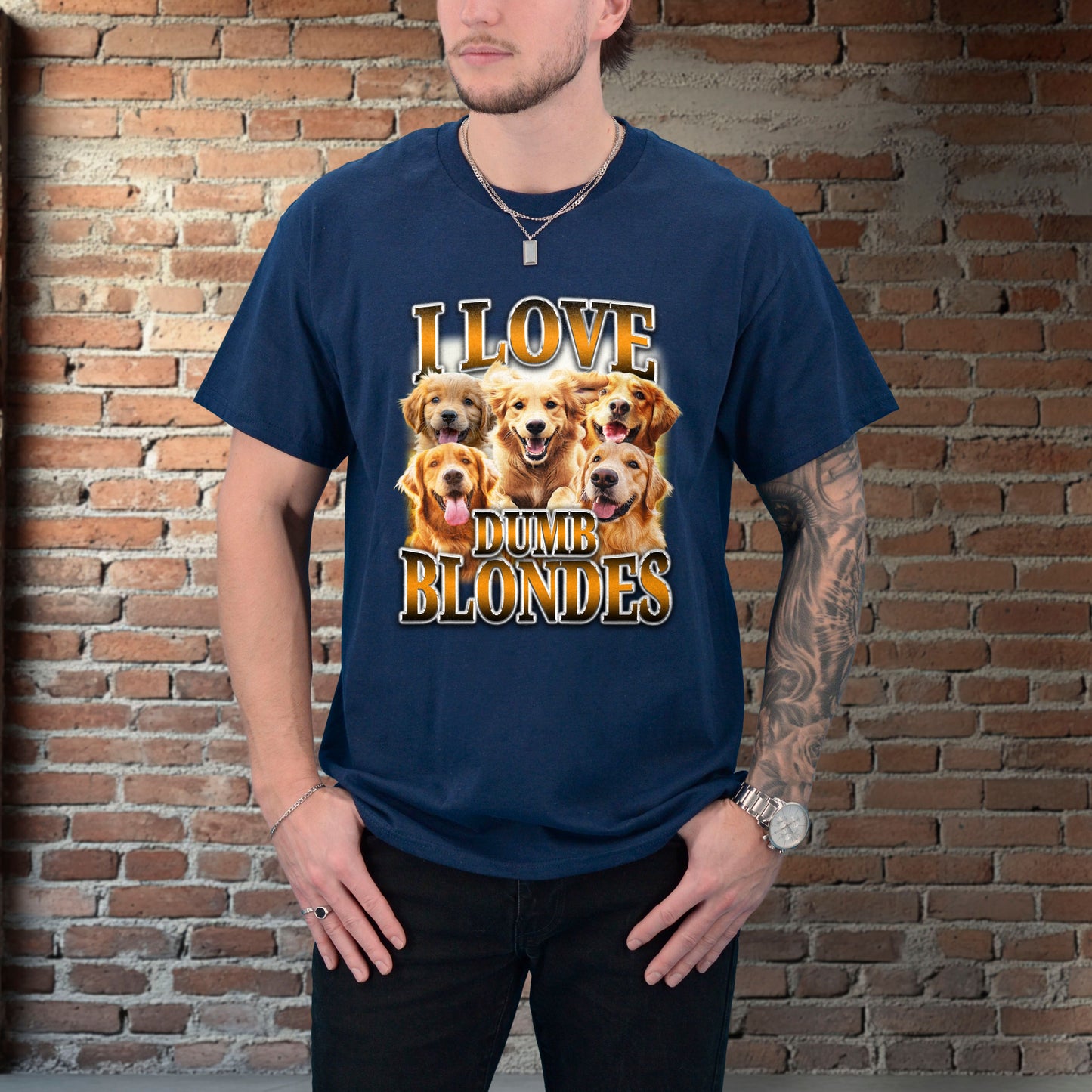I LOVE DUMB BLONDES DOG SHIRT