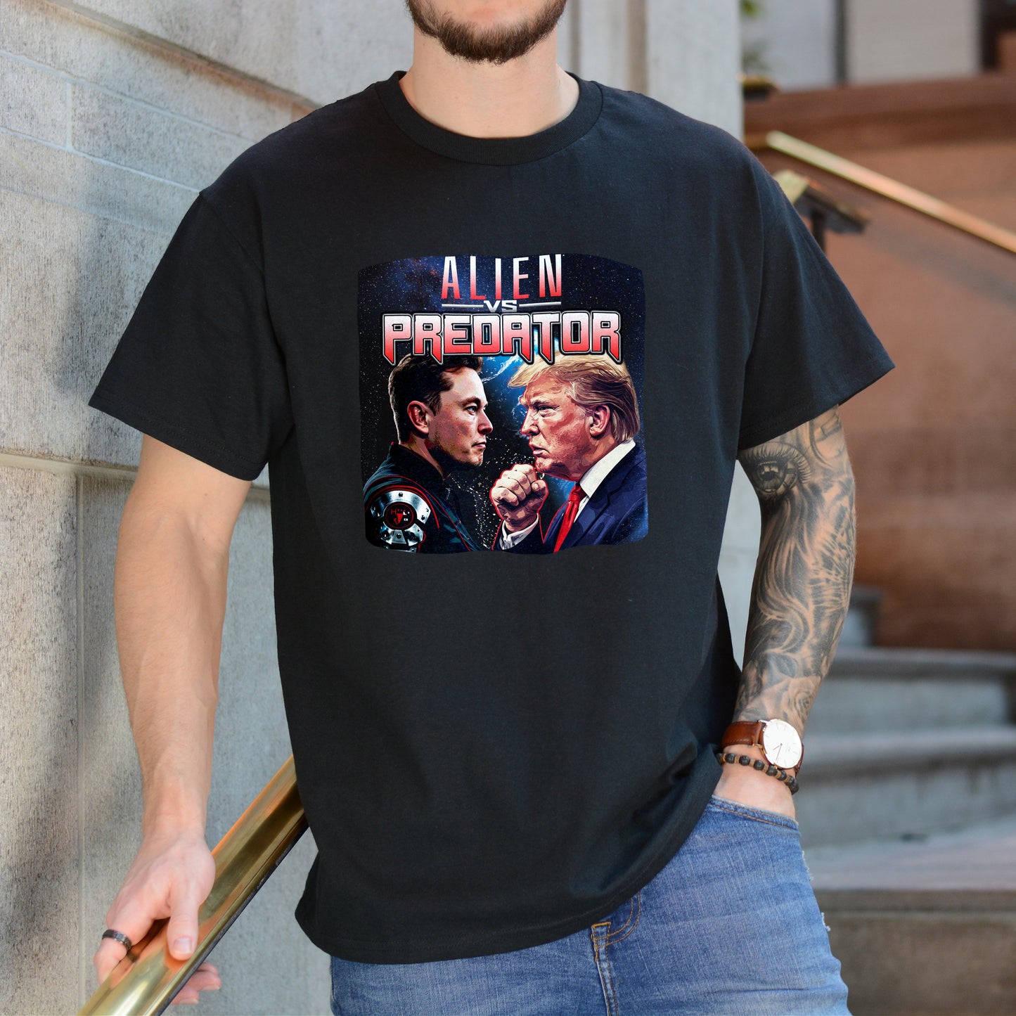 ALIEN VS PREDATOR ELON MUSK VS DONALD TRUMP SHIRT