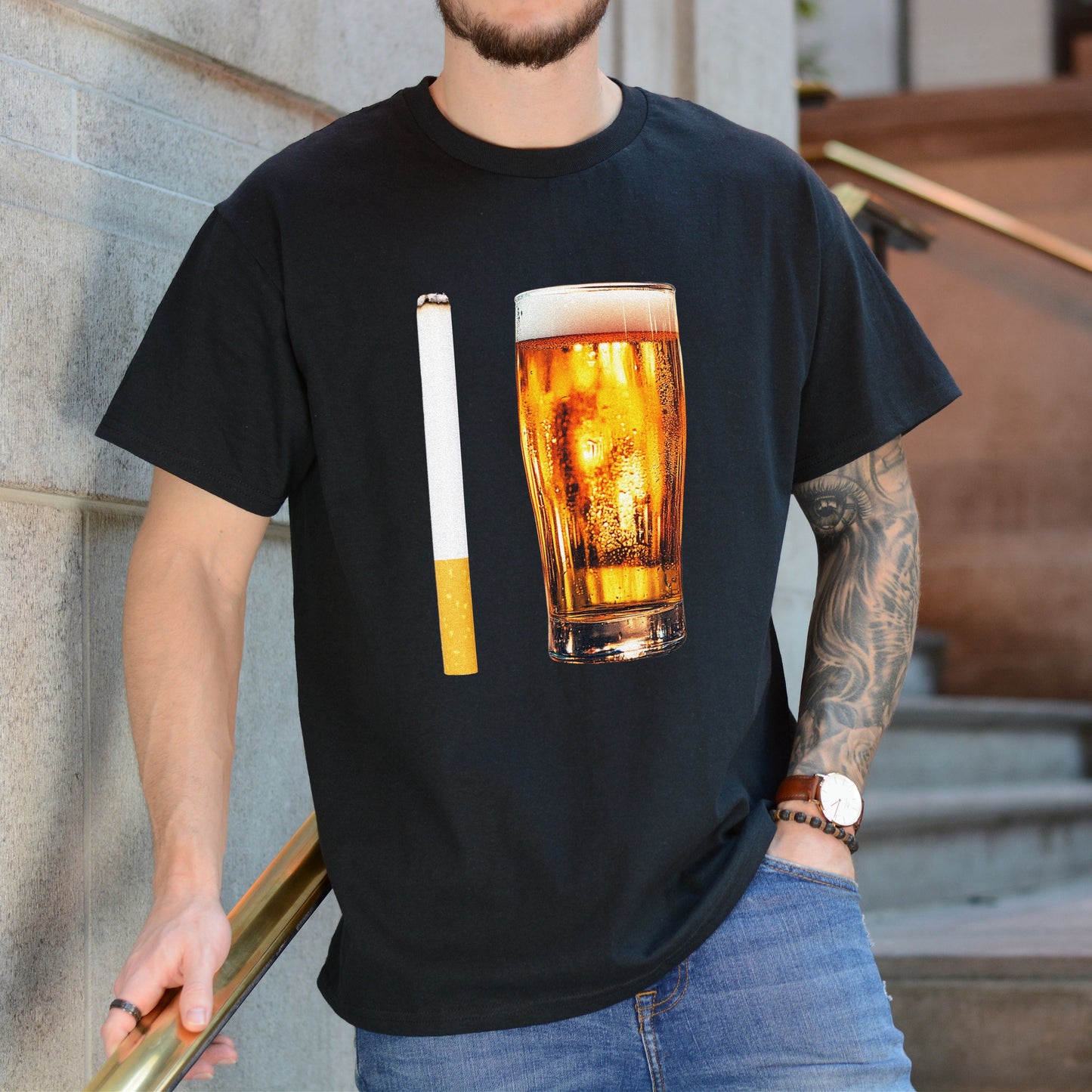 CIGARETTE BEER GRAPHIC SHIRT