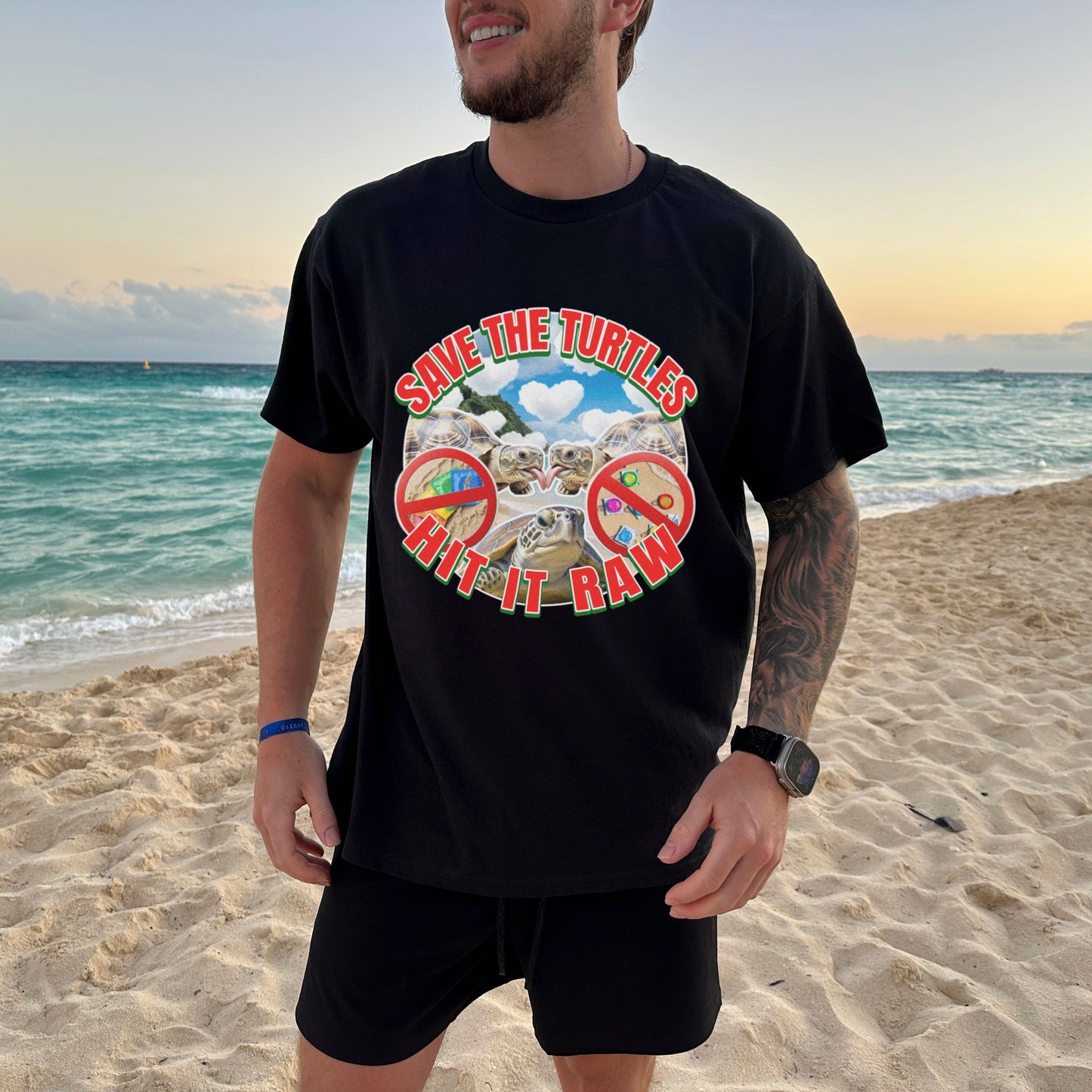 SAVE THE TURTLES HIT IT RAW SHIRT